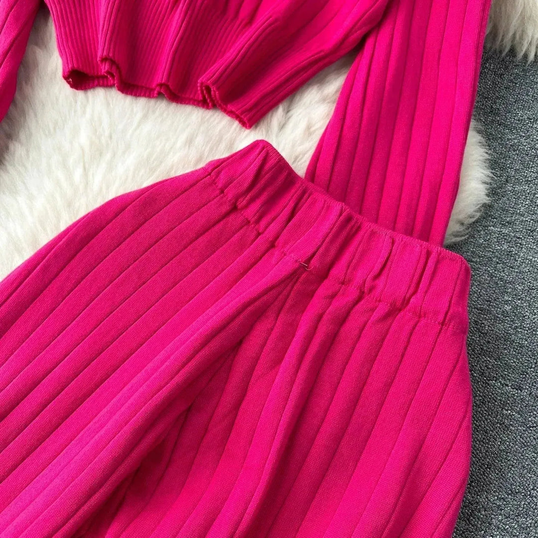 Drune | Frauen Freizeit Ribbed Zwei Teiliges SweatSatz