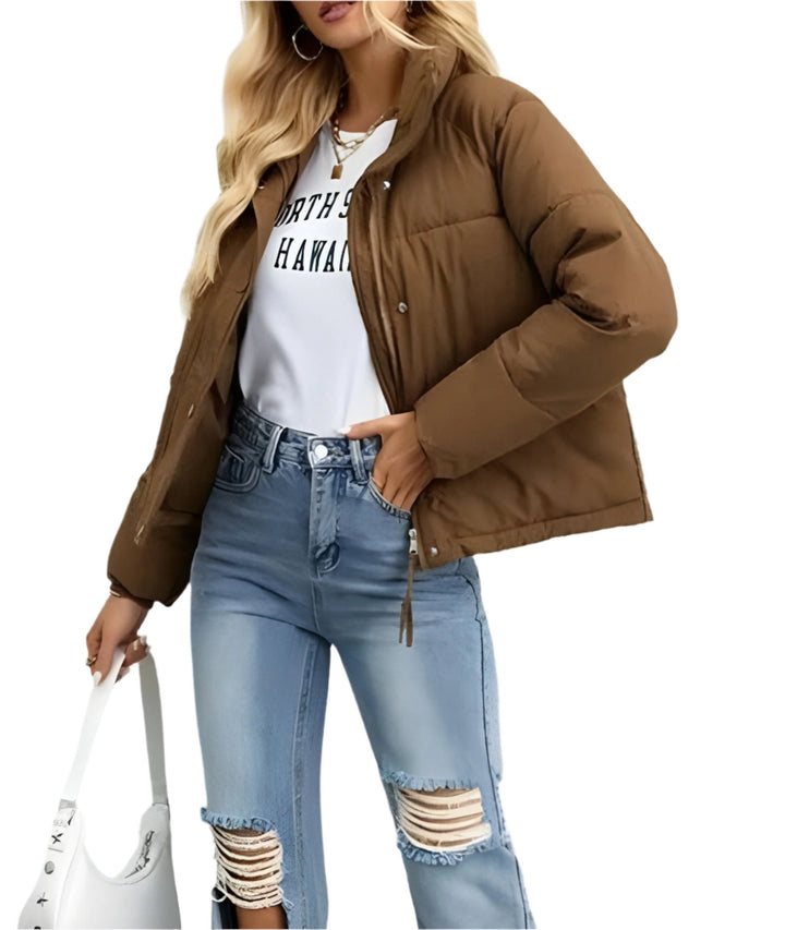 Drune | Warme Damen Pufferjacke mit Reißverschluss und Hohem Kragen