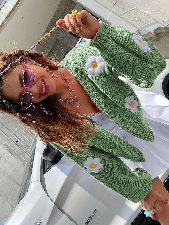 Drune | Cardigan aus floralem Strick für Frauen