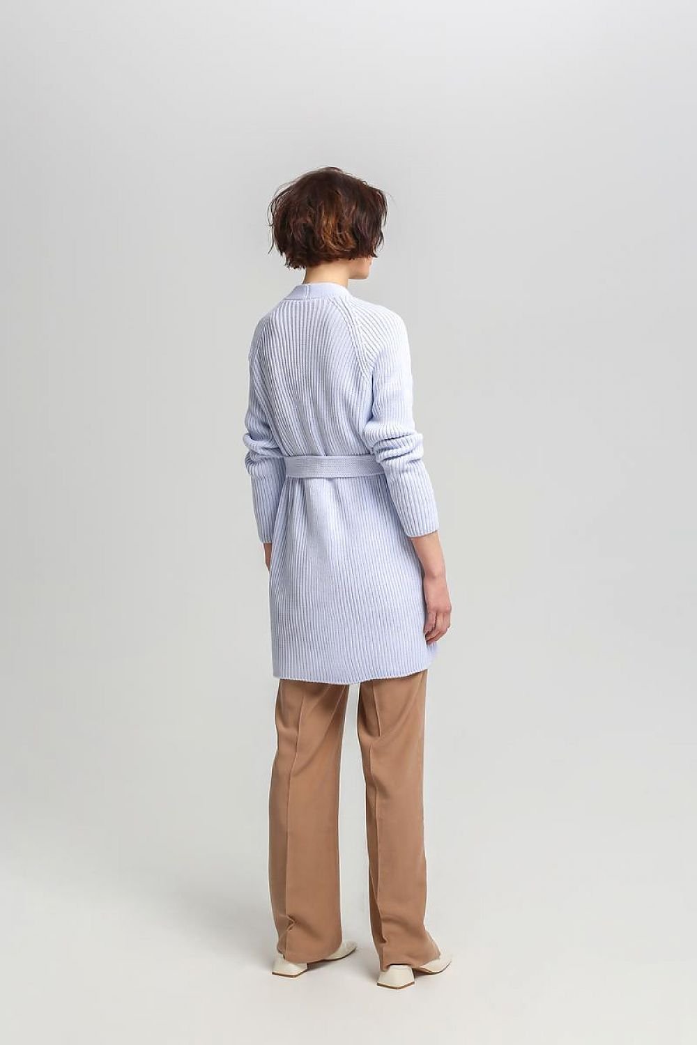 Drune | Lang Rib-strickjacke Gürtel in Der Taille Elegant und Warm