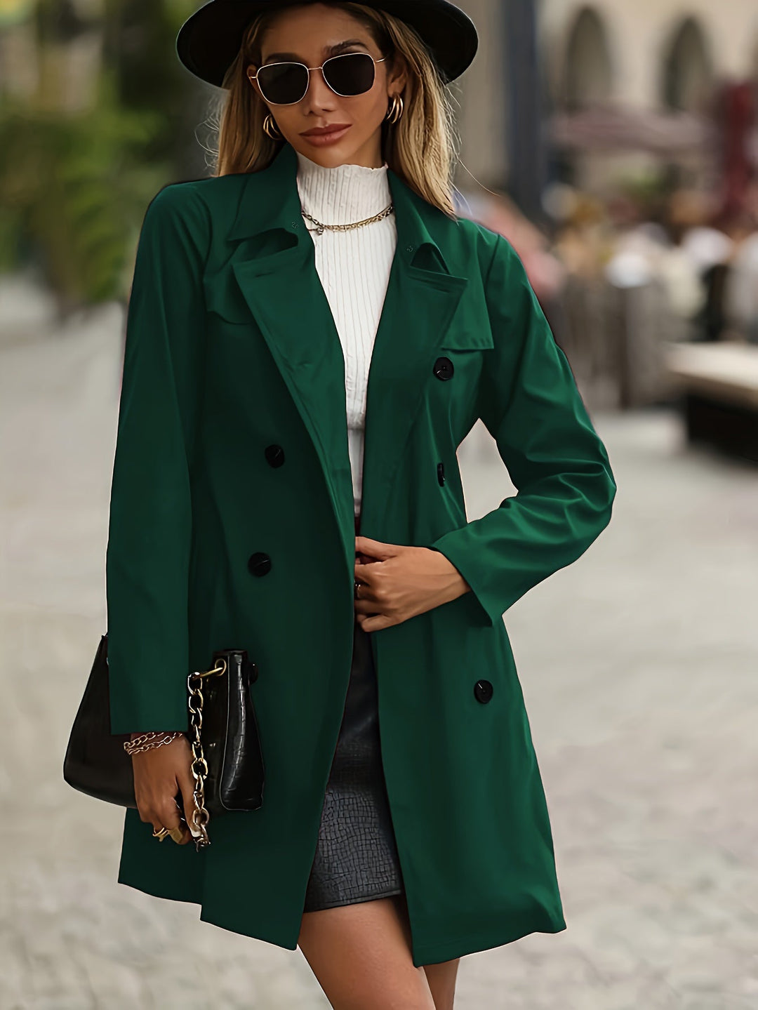 Drune | Damen Doppelreihiger Trenchcoat Mit Knopfdetails