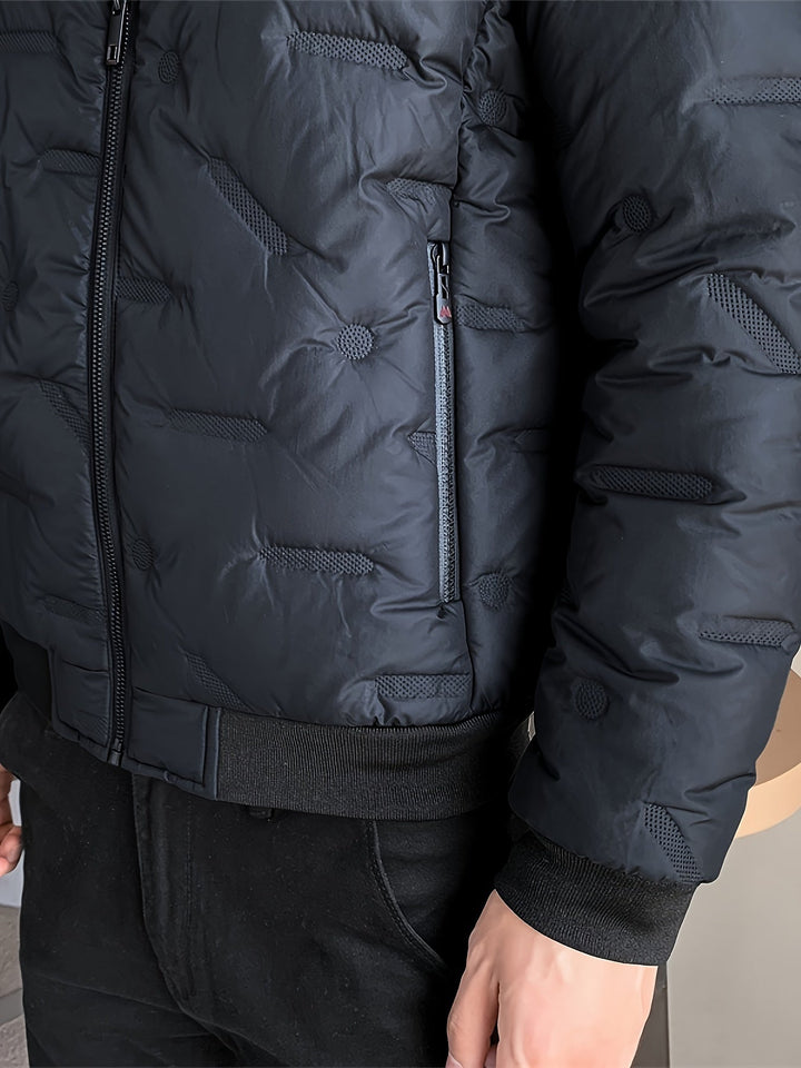 Drune |  Schwarze Baumwoll Winddichte Und Warme Langärmelige Winterjacke Für Herren - Perfekt für kalte Tage