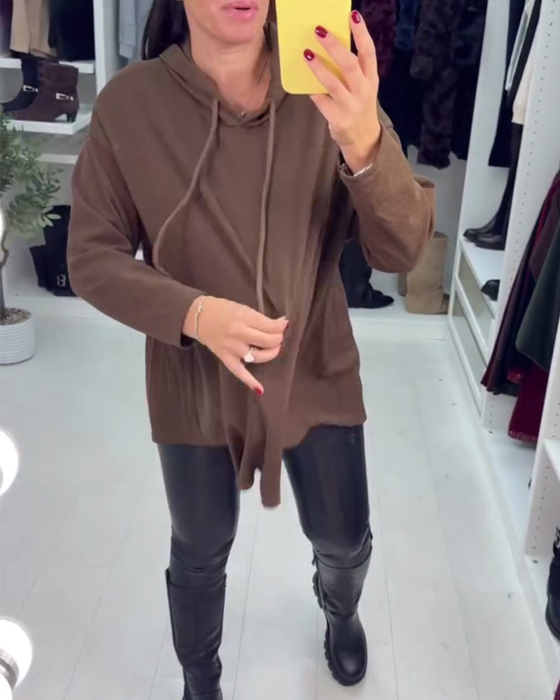 Drune | Weite Uni Langarm Kapuzenpullover