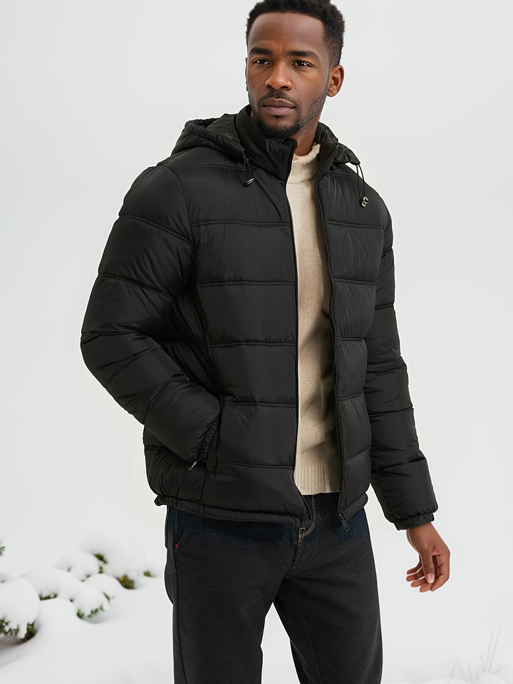 Drune |  Glatte Einfarbige Puffer-Winterjacke Für Herren - Perfekt Für Outdoor-Aktivitäten