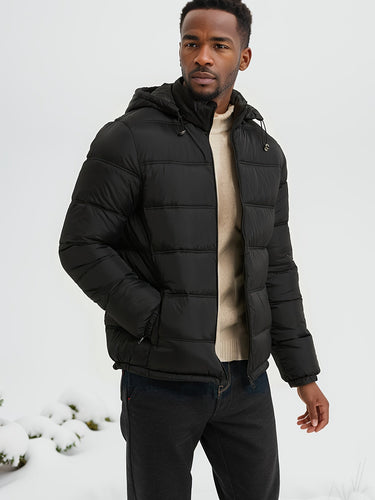 Drune |  Glatte Einfarbige Puffer-Winterjacke Für Herren - Perfekt Für Outdoor-Aktivitäten