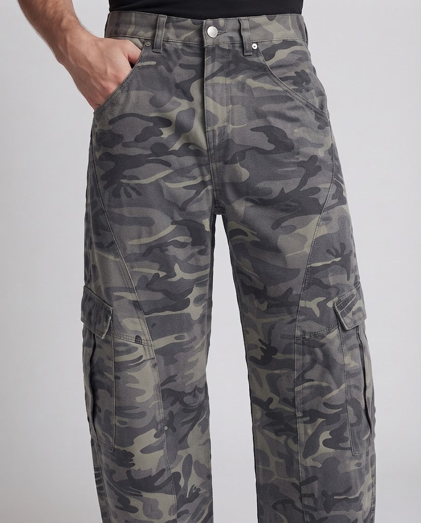 Herren extremweite Camo-Cargo-Hose im Workwear-Baggy-Schnitt Drune