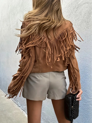 Drune | Braune Wildlederjacke mit Fransen für Frauen