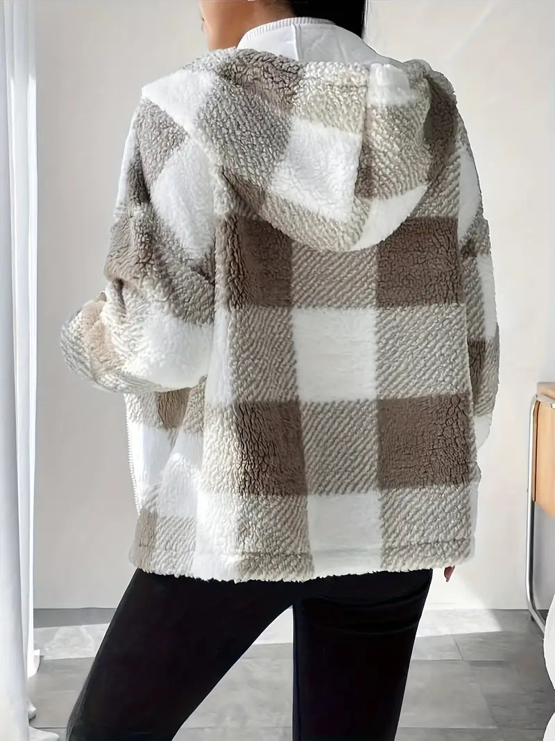 Drune | Kuscheljacke mit Kapuze – Kariert & Flauschig mit Reißverschluss