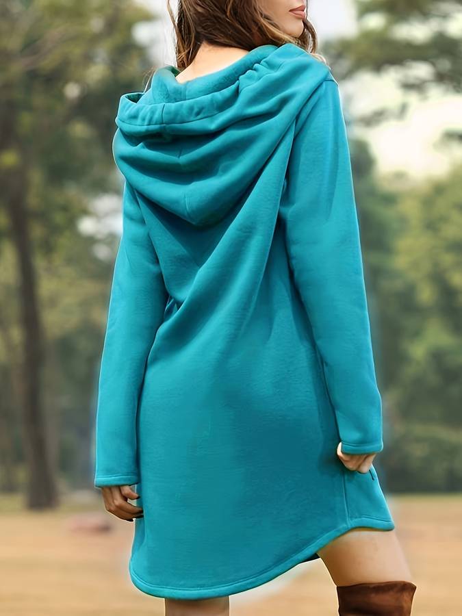 Drune - Rotes Kapuzen Sweatshirtkleid mit Taschen