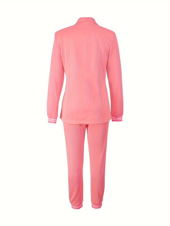 Drune | Langarm Blazer Mit Klapptaschen & Hosen Outfit Set Für Damen - Perfekt für Freizeittage