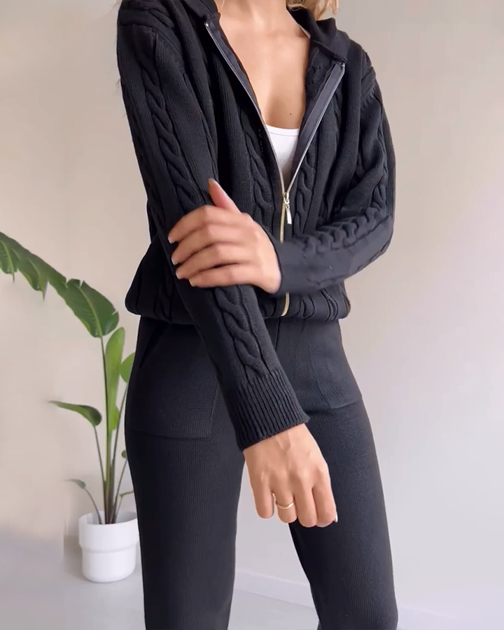 Drune | Casual jacquard cardigan set with twist design