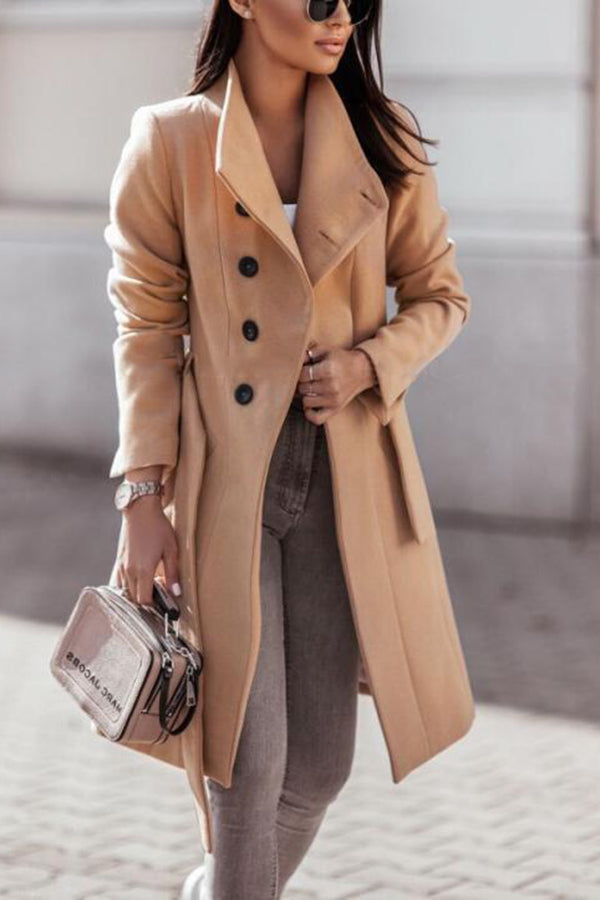 Drune | Wintermantel khaki mit Gürtel und elegantem Stil