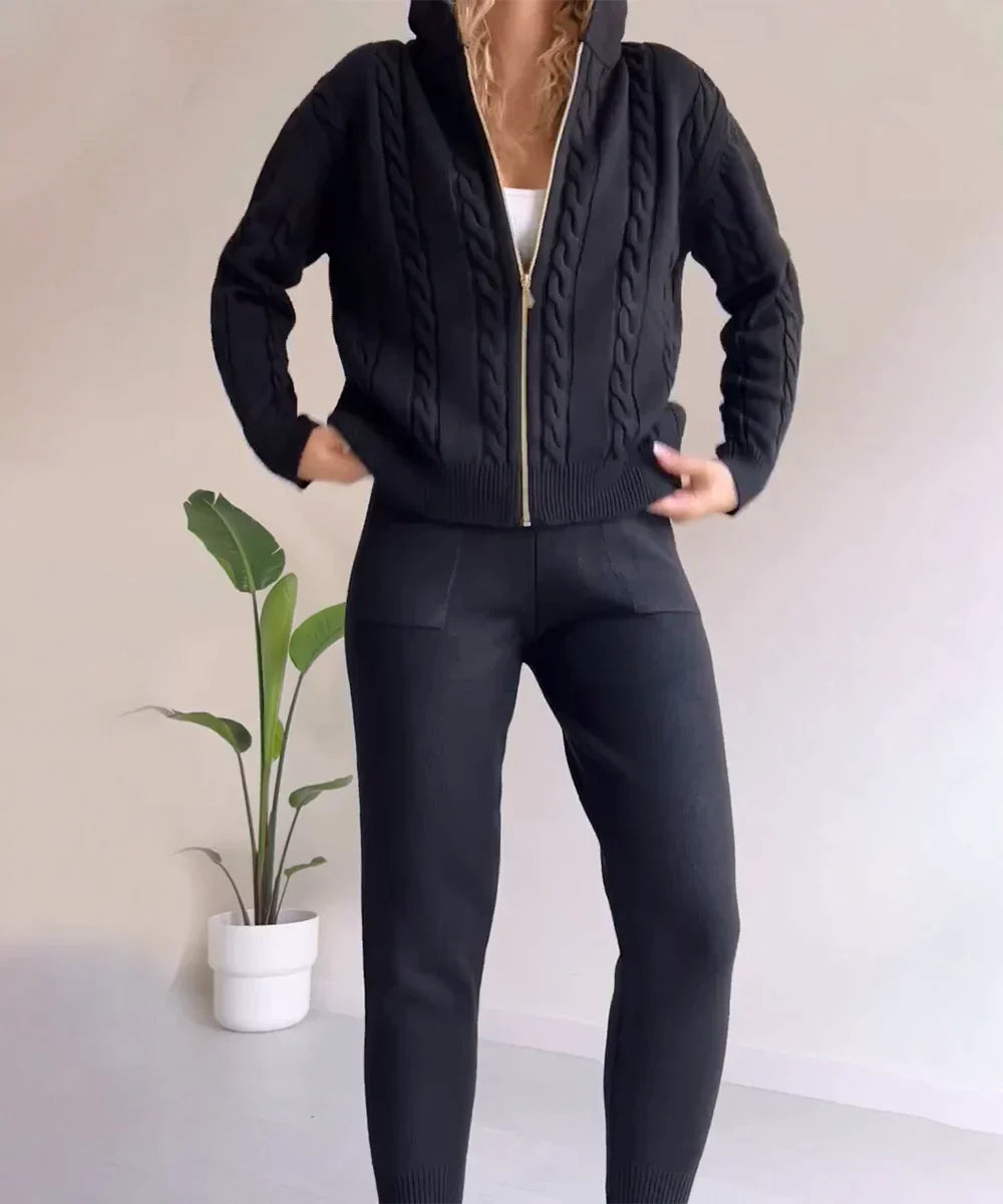 Drune | Satz Aus Twist Jacquard Pullover und Strickjacke