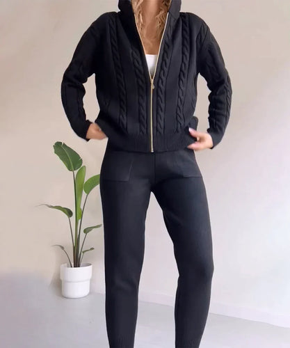 Drune | Satz Aus Twist Jacquard Pullover und Strickjacke