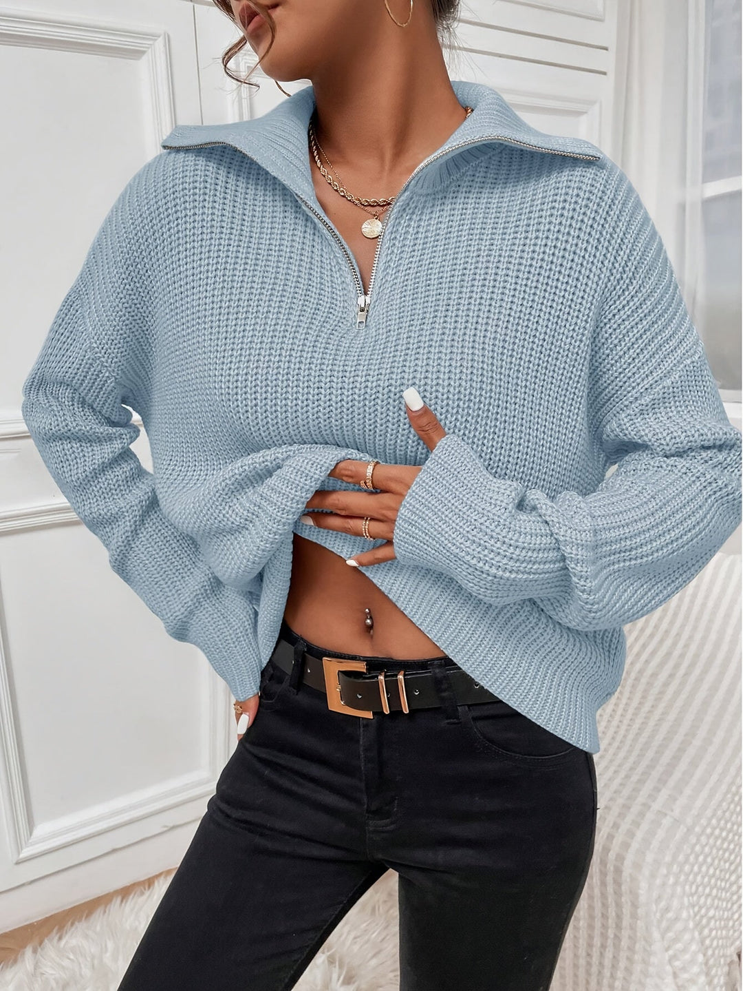 Drune | Lässiger Fleecepullover mit Reißverschluss Damen