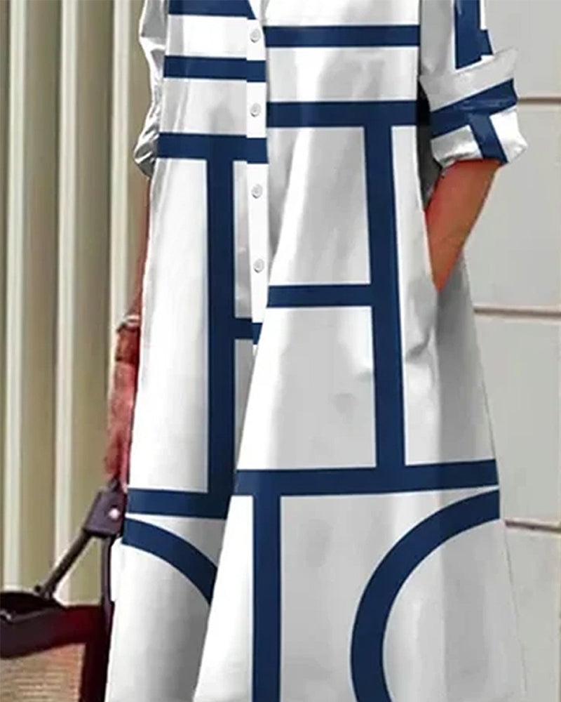 Drune | Kleid mit Taschen und Geometrischem Druck