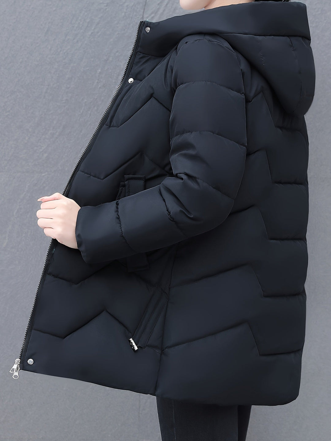 Drune | Langes, lässiges Damen-Daunenjacke mit Kapuze