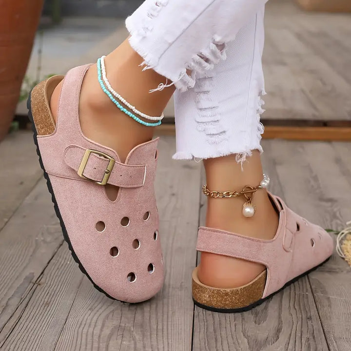 Drune | Retro Kork Clogs Mit Geschlossener Spitze Und Schnallenriemen