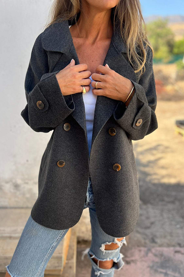 Drune | Farbe Revers Langarm Knopf Freizeitjacke