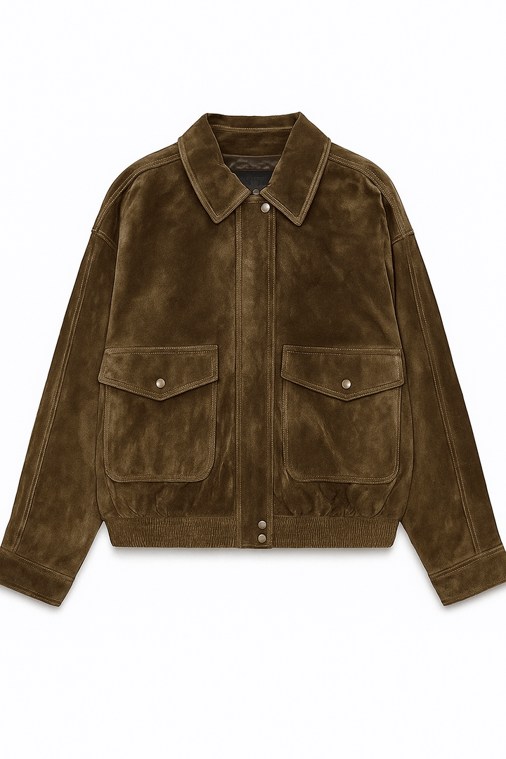 Drune | Damen Bomberjacke mit Kragen und Klapptaschen