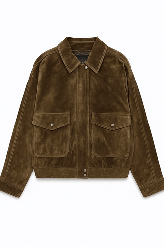 Drune | Damen Bomberjacke mit Kragen und Klapptaschen