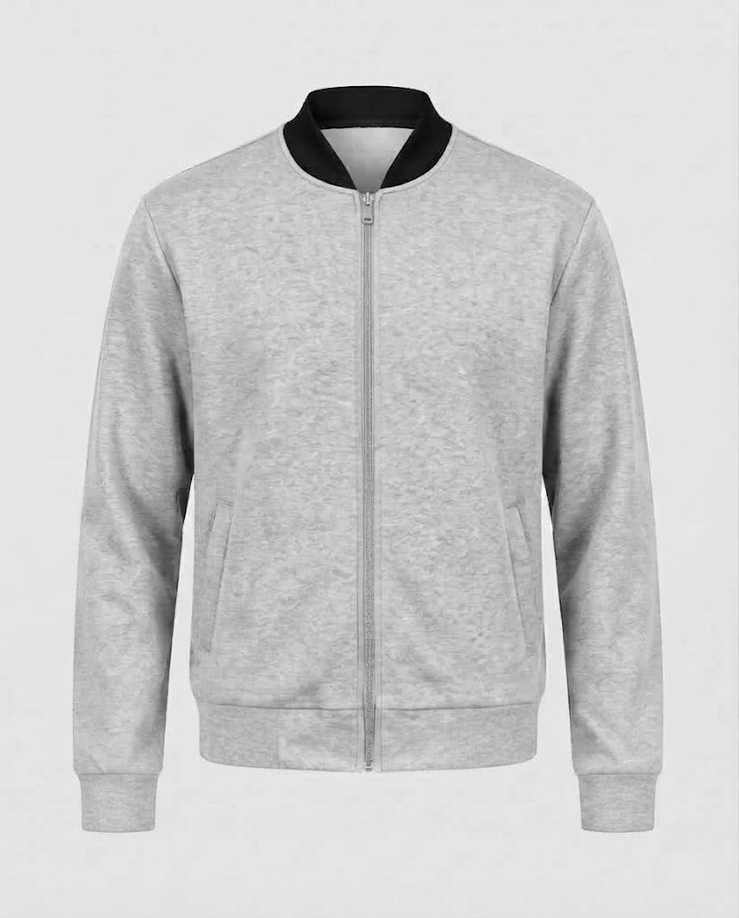 Herren Baumwollmischung Bomber Sweatjacke mit durchgehendem Reißverschluss und Seitentaschen Drune