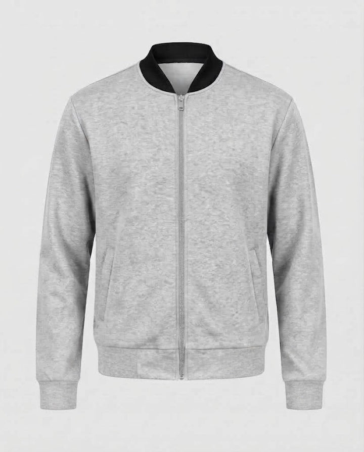 Herren Baumwollmischung Bomber Sweatjacke mit durchgehendem Reißverschluss und Seitentaschen Drune