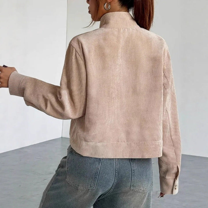 Drune | Shortened corduroy jacket with wide collar and zip closure