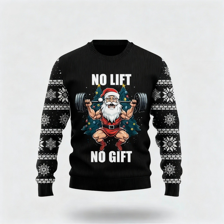 Drune | Weihnachtsmann Cartoon Druck - Schwarzer Feiertagsikonen Pullover