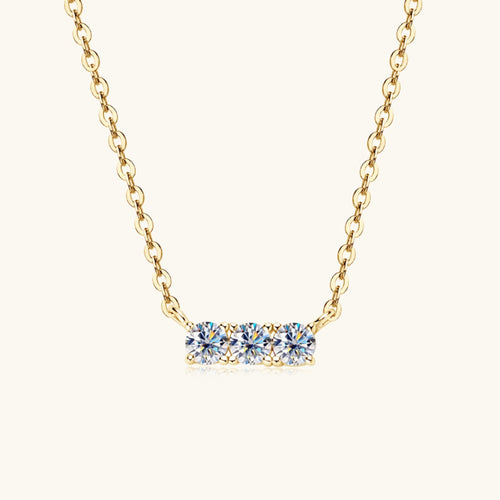 Drune | 925 Sterling Silber Eingelassene Moissanit Bar Halskette