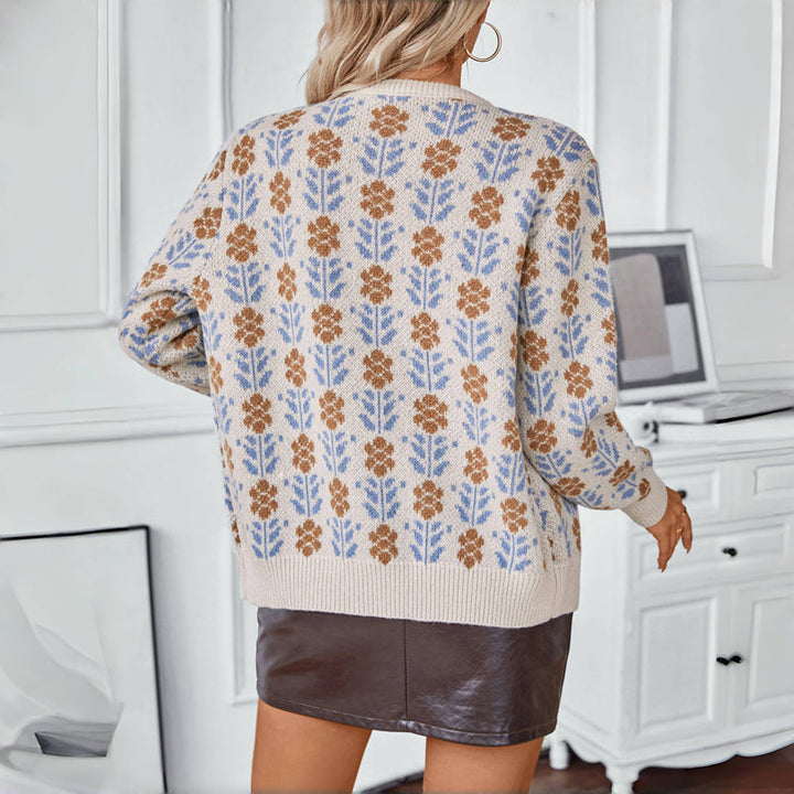 Drune | Blumenstrickjacke mit Feinem Muster