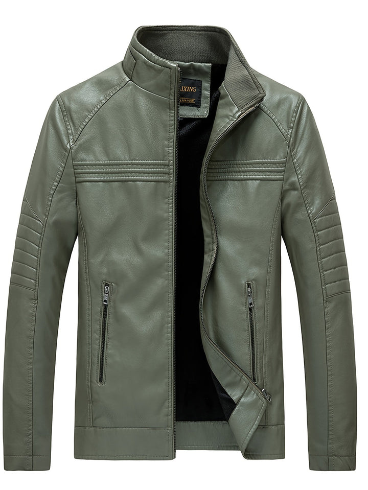 Drune | Bequeme Lederjacke mit Stehkragen
