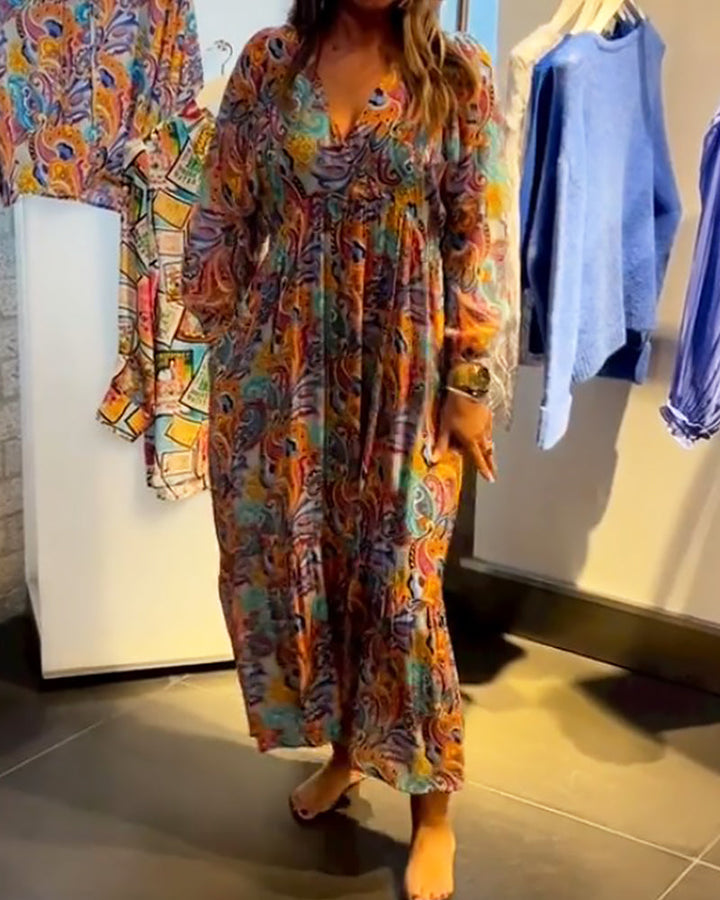 Drune | A-Linien Maxikleid mit V-Ausschnitt