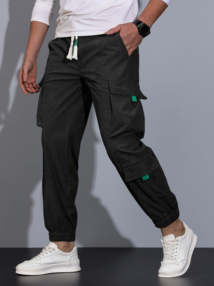 Drune Schwarze Cargo-Hose für Herren