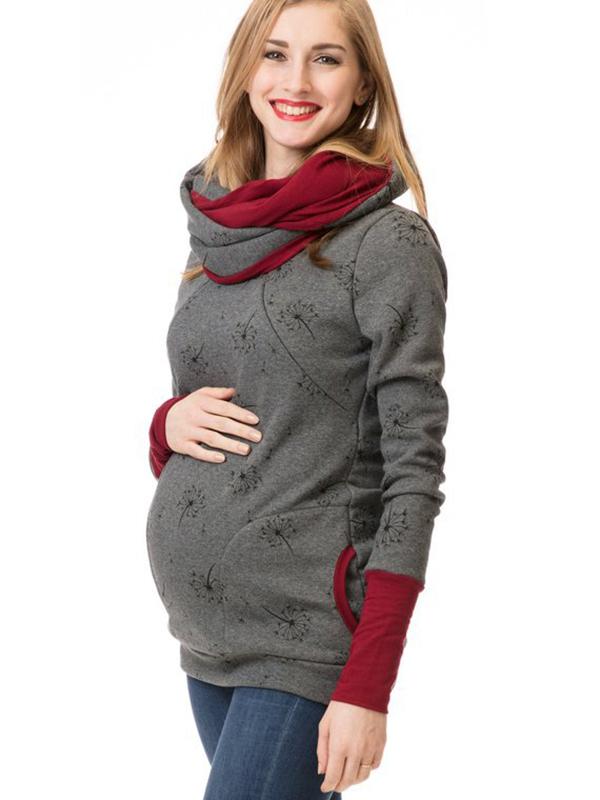Drune | Schwangerschafts-Chaps, Krankenschwester-Sweatshirts, Blumendruck, Taschen, Reißverschluss, Stillkleidung