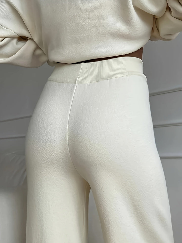 Drune | Einfarbiger Rollkragenpullover Und Strickhosen Outfit Set Für Damen - Perfekt für lässige Tage