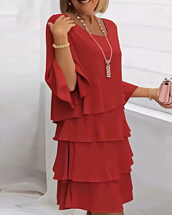 Drune | Einfarbiges Kleid mit Dreiviertelärmeln