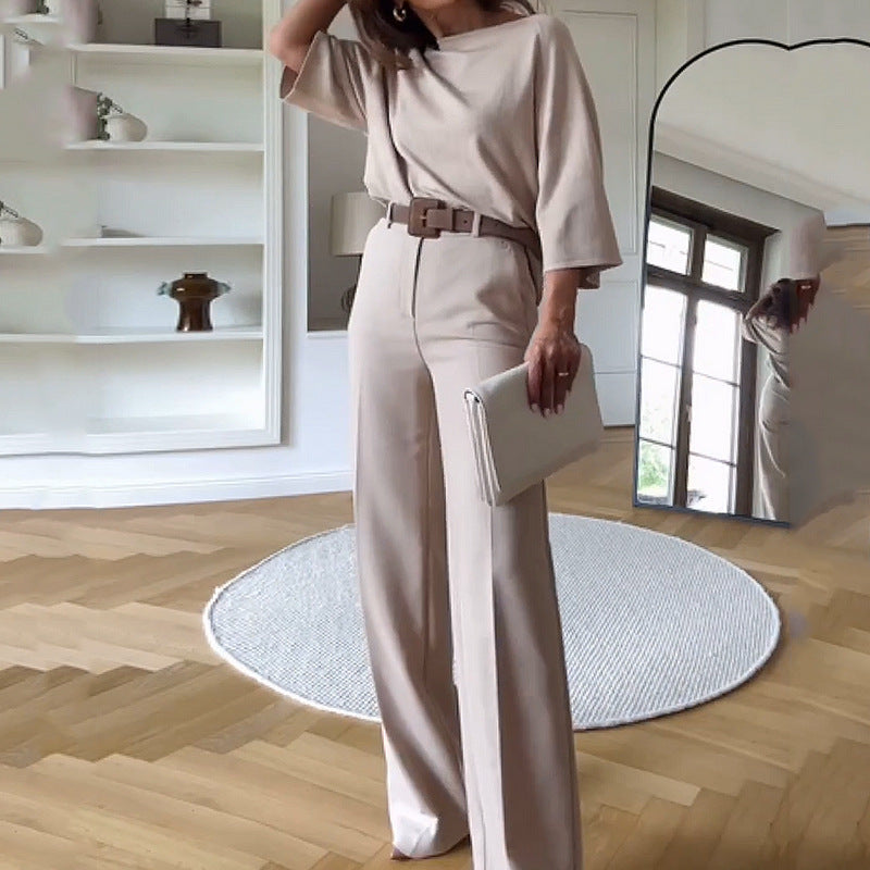 Drune | Hosen Hohe Taille Entspanntes Passform Gürtel Elegante Drapierung