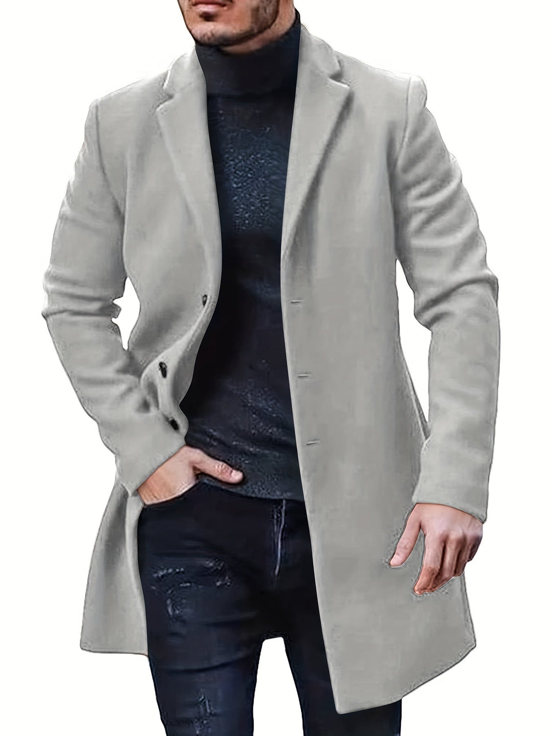 Drune | Mittellanger Knopf-Runter Trenchcoat Für Herren - Perfekt für Drune | Days