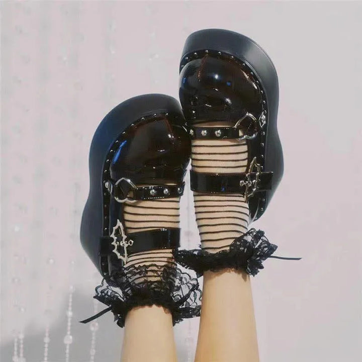 Drune | Goth Fledermaus Liebe Herz Schnalle Plattform Lolita Mary Janes Schuhe