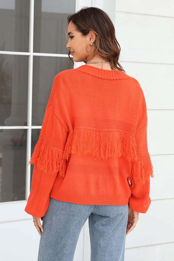 Drune | Fransenbesatz Offene Vorder-Cardigan