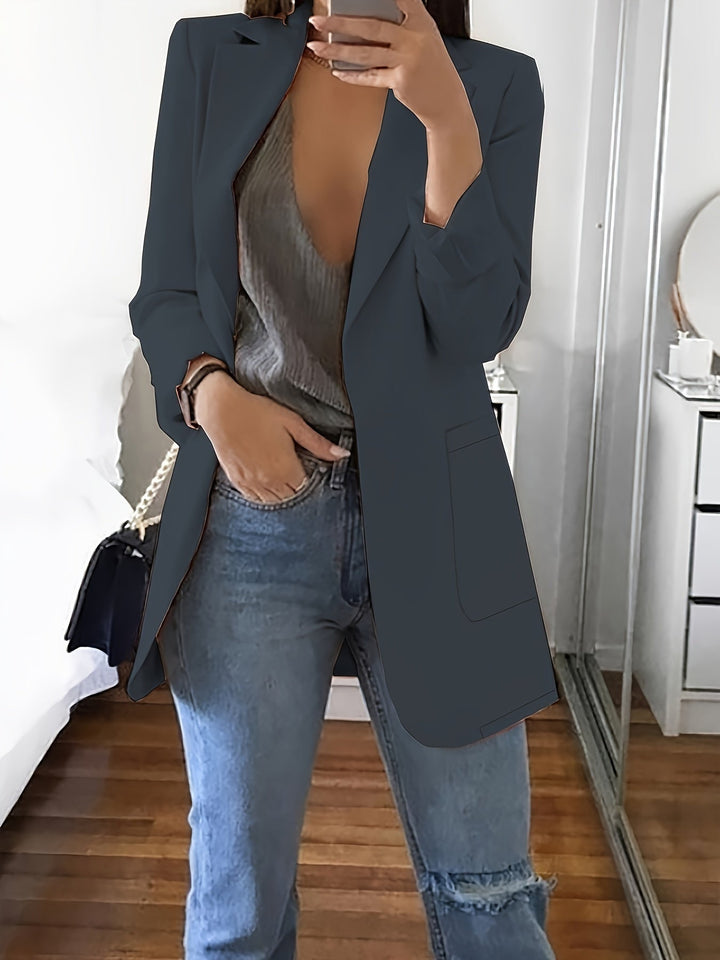 Drune | Eleganter Business-Einfarbiger Lange Blazer mit Reversideal für alle Jahreszeiten