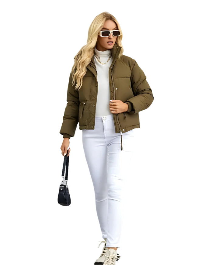 Drune | Warme Damen Pufferjacke mit Reißverschluss und Hohem Kragen