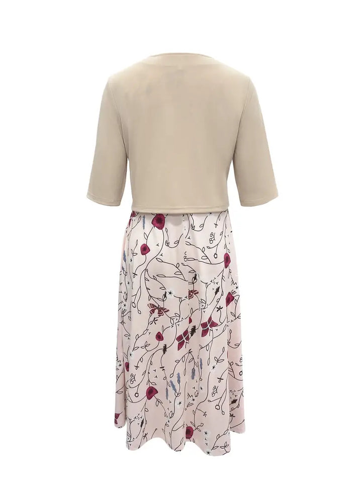 Drune | Geteilter Kleid mit V-Ausschnitt und Ärmellose Oberteil mit Blumenmuster