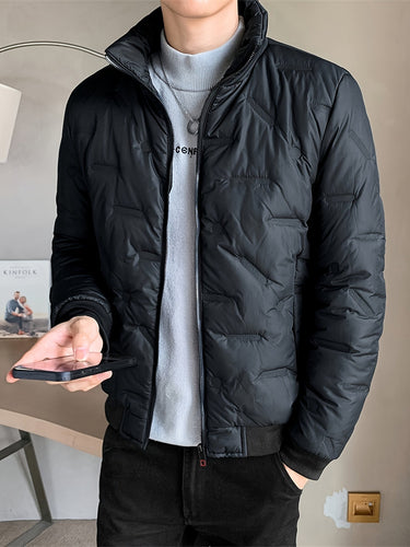 Drune |  Schwarze Baumwoll Winddichte Und Warme Langärmelige Winterjacke Für Herren - Perfekt für kalte Tage