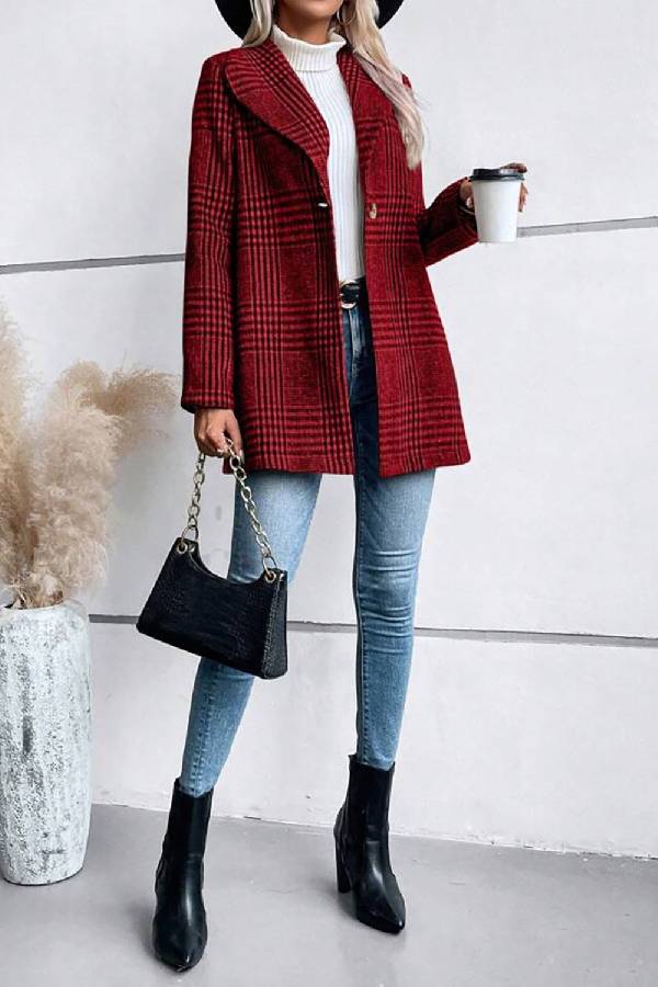 Drune | Kollektion Karierter Kragen Langarmjacke