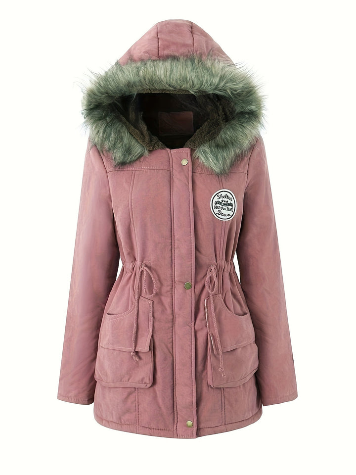 Drune | Warme, gesteppte Winterjacke aus Baumwolle mit Kunstfellkragen für Damen - Ideal für Herbst/Winter