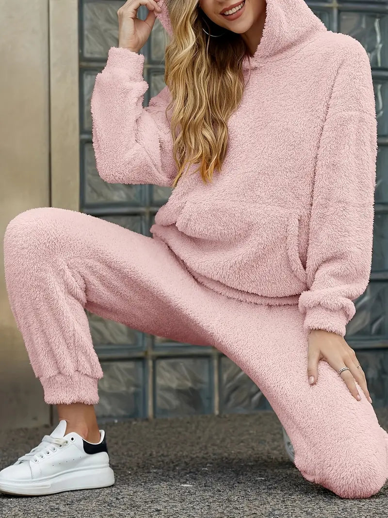 Drune | Damen Fleece Teddy Zweiteiliges Set