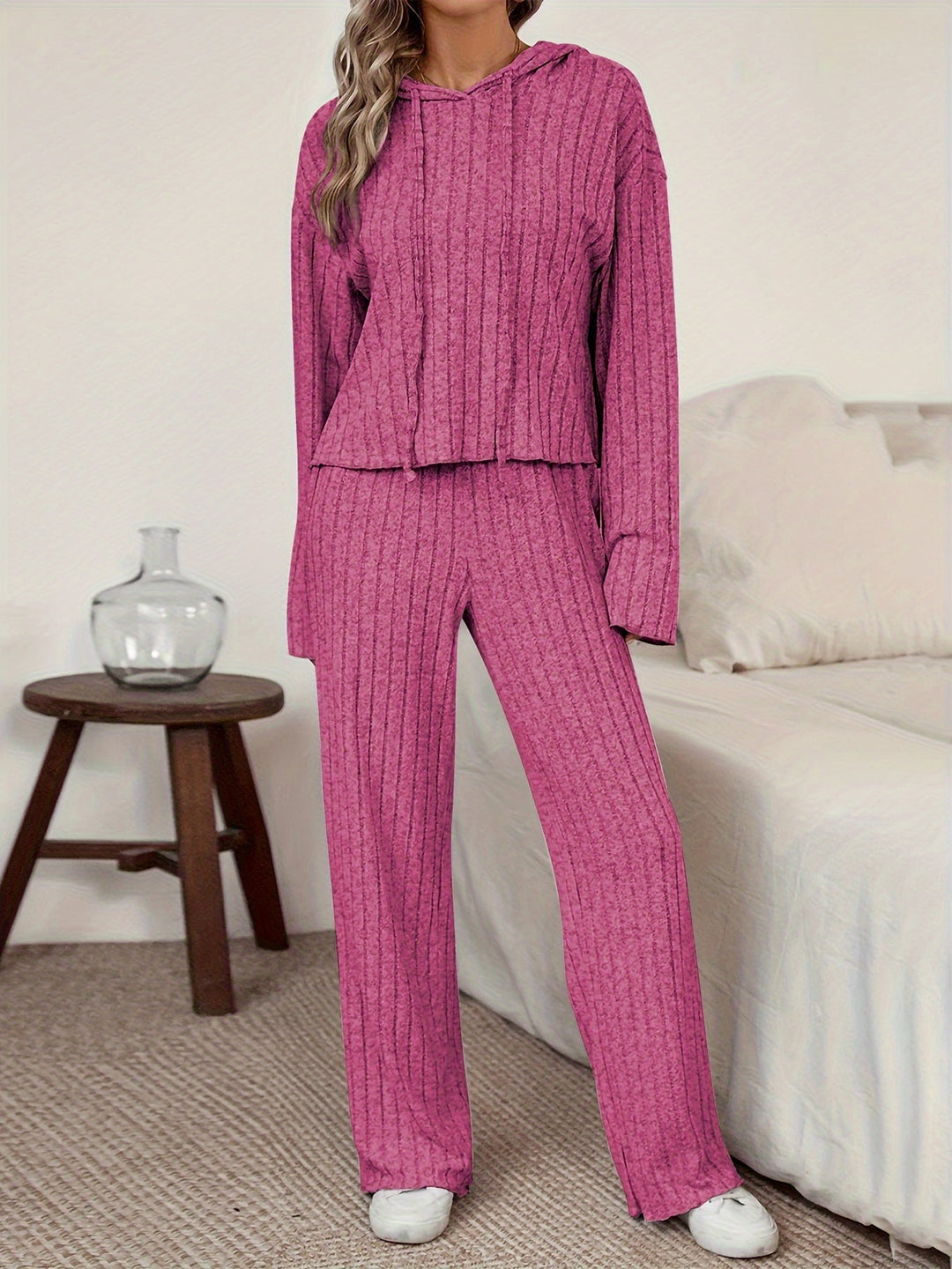 Drune | Damen Freizeit Uni Farbener Kapuzenpullover und