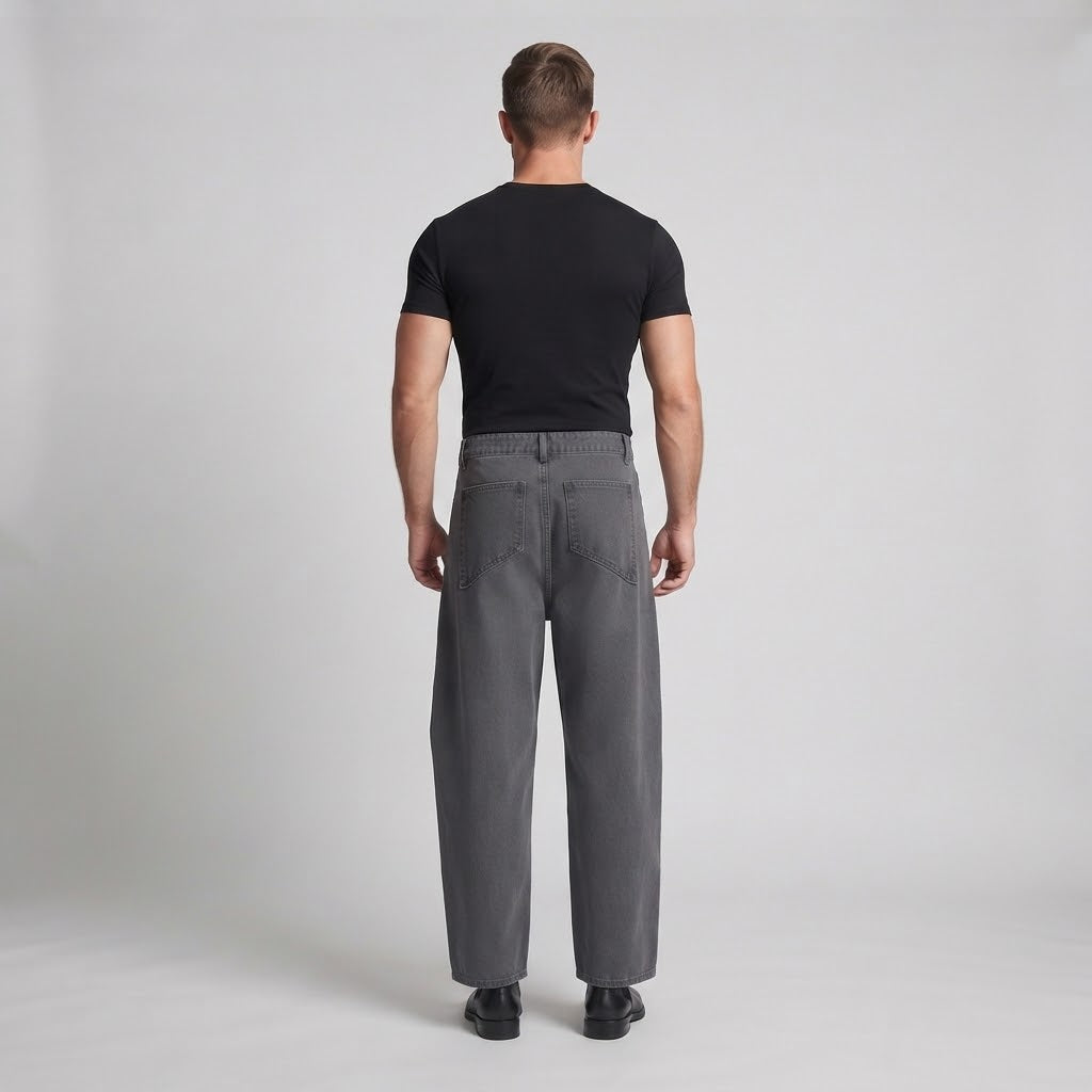 Herren Extraweite Utility-Palazzo-Hose mit markanten Diagonalnähten und tiefem Schritt Drune